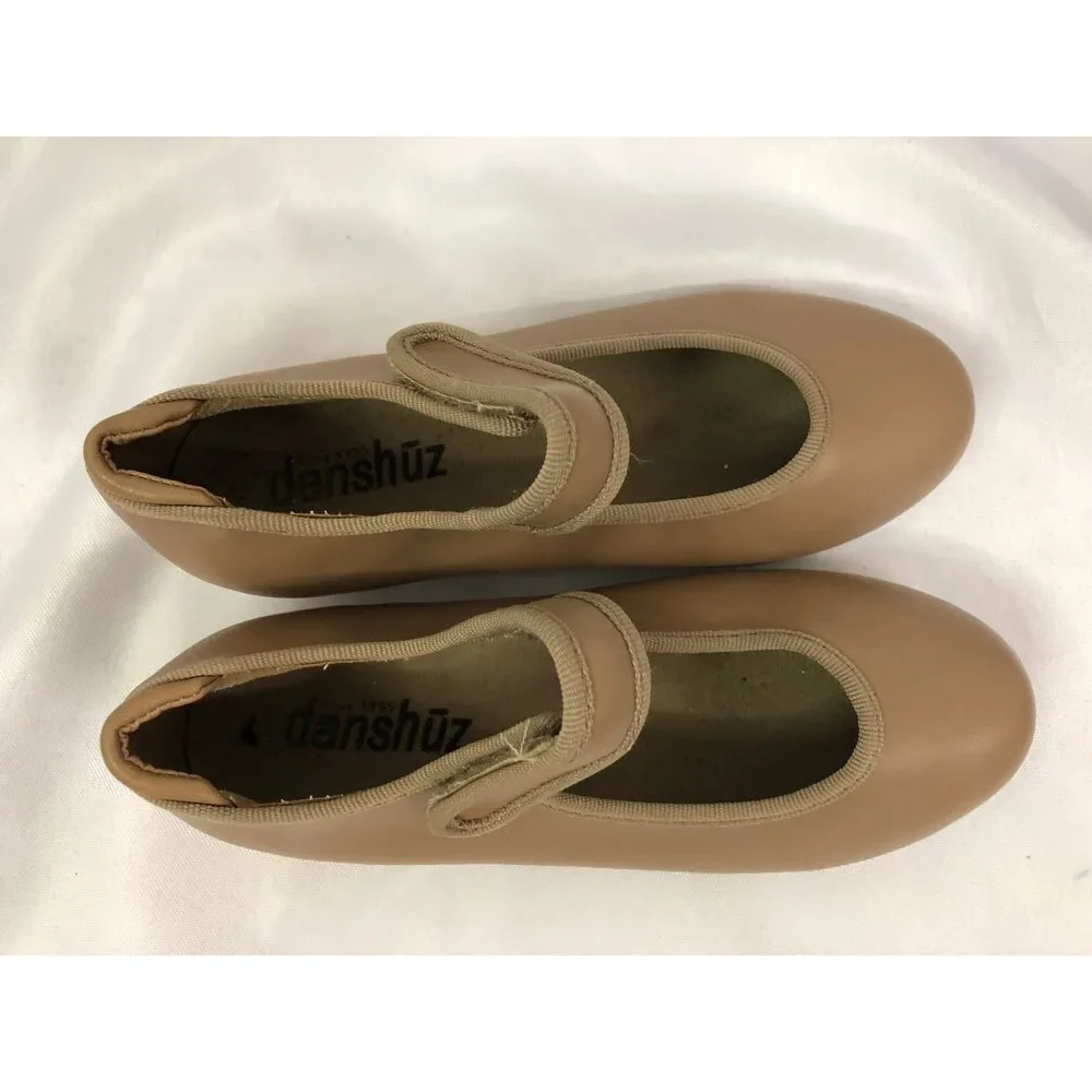 Pre-Owned Dance Tap Shoes Danshuz 534 Child 13.5M Tan Mary Jane Leather No Buck